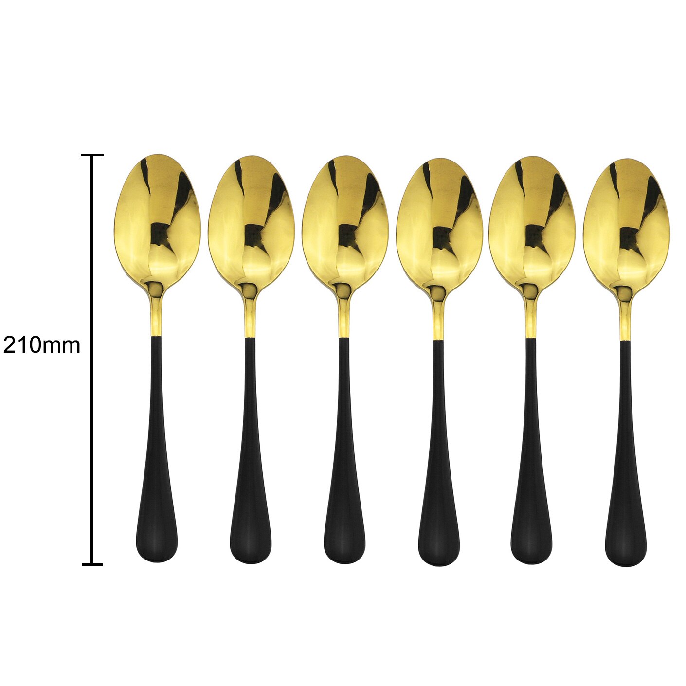 6pcs Dinnerware Pink Handle Gold Flatware Set 304 Stainless Steel Cutlery Set Dinner Knife Fork Spoon Hotel Tableware set: Black Dinner Spoon