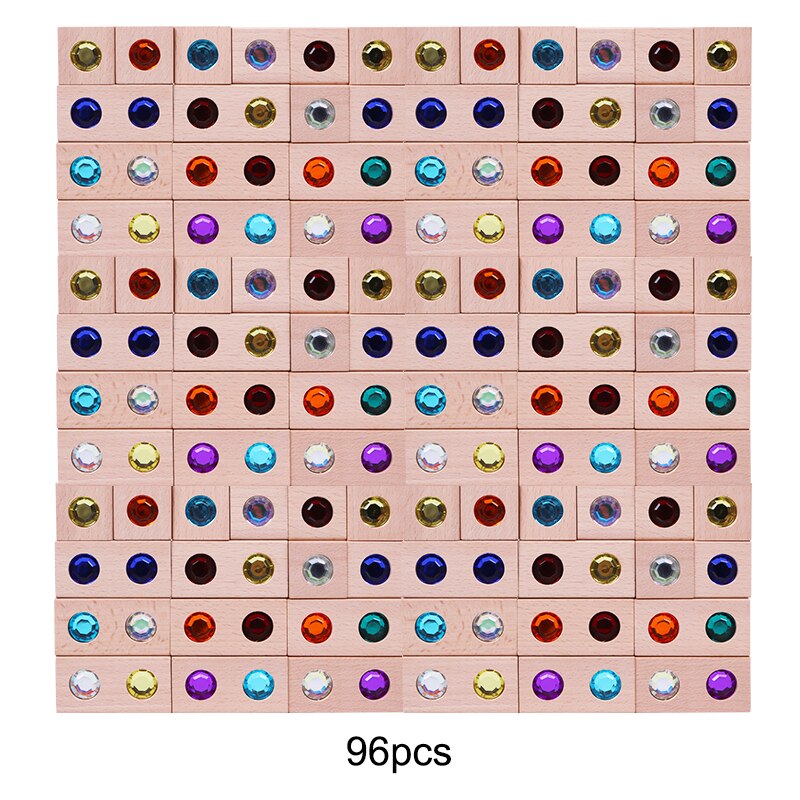 Bloques de gemas de juguete de madera, bloques de apilamiento de arcoíris, bloques de madera Natural, bloques educativos para niños, Speelgoed: 48pcs and 48pcs