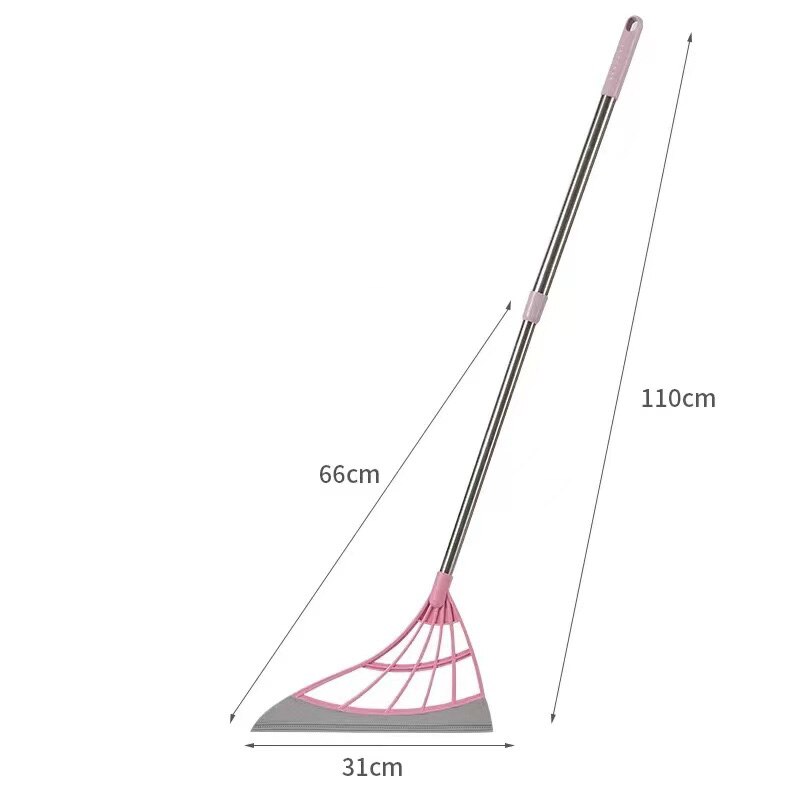 TPR Hand Push Sweeper Stretchable Magic Broom Floor Wiper Squeegee For Window Bathroom Cleaning Sweep Brush Pet Hair Dust Broom: Stretchable Pink