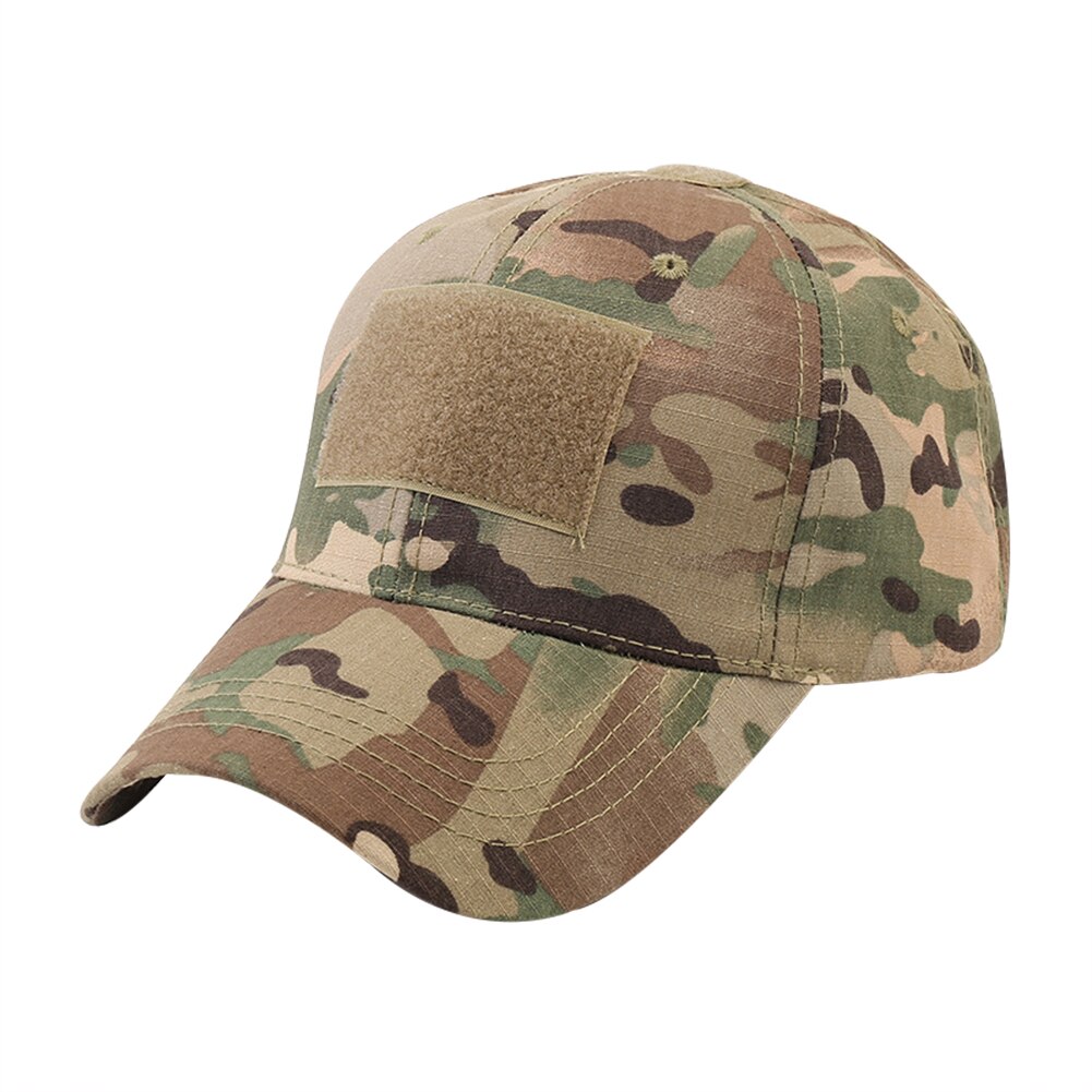 Justerbar velcro ensfarvet multifunktionel solhat udendørs mænd camouflage baseball cap: 4c