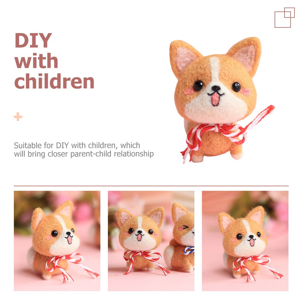 1 Set DIY Corgi Wool Felt DIY Corgi Shape Ornaments Wool Felt DIY Accessories