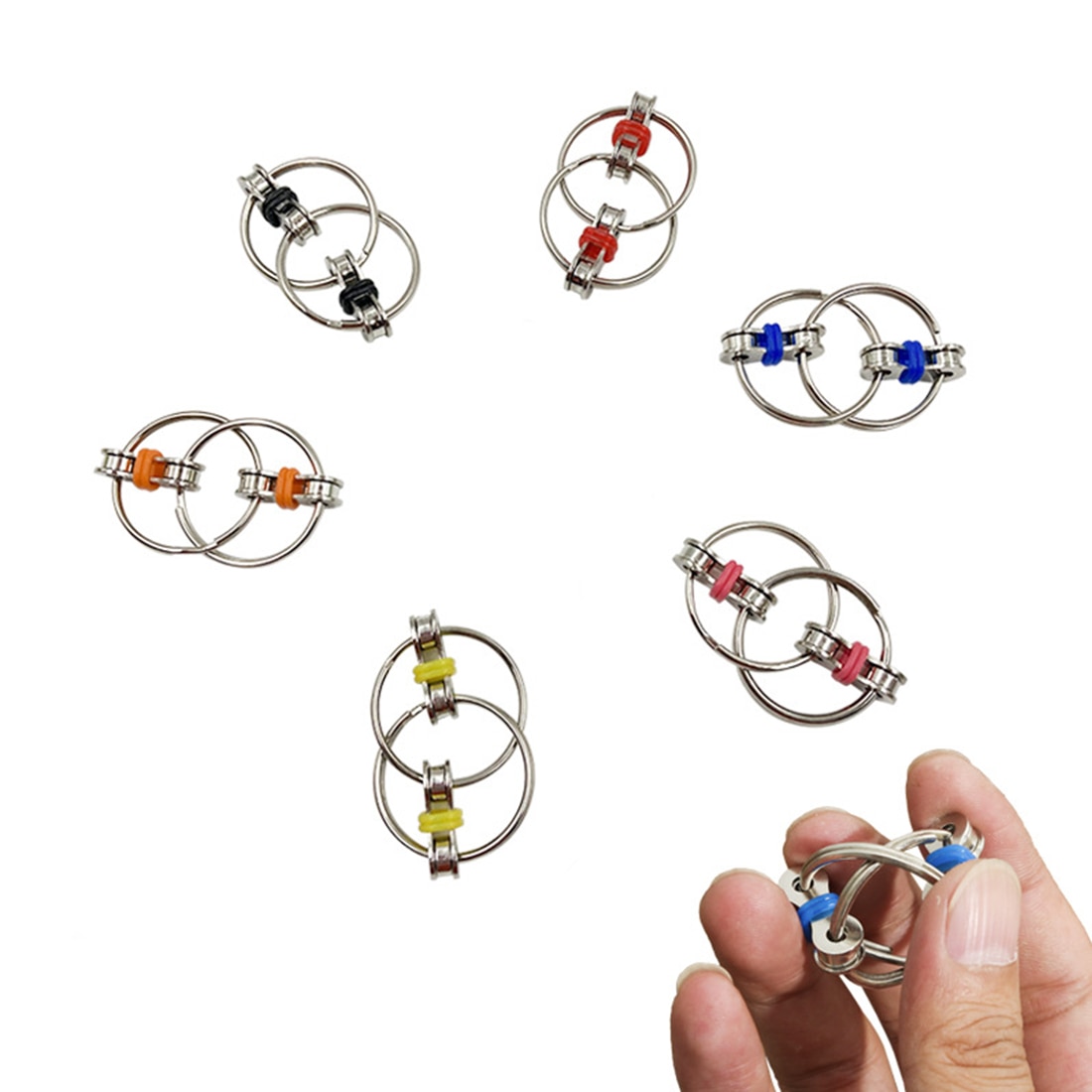 Autisme Adhd Anti Stress Reliex Fidget Speelgoed Sleutelhanger Hand Spinner Fidget Lager Tri-Spinner Speelgoed Metalen Voor Volwassen en Kinderen: Flip chain