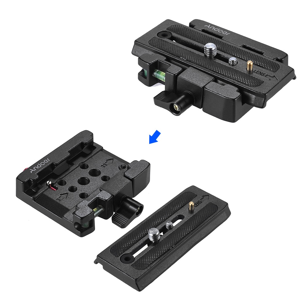 Andoer – trépied de caméra vidéo, adaptateur de pince à dégagement rapide avec plaque à dégagement rapide pour tête Manfrotto 501 500AH 701HDV 503HDV Q5