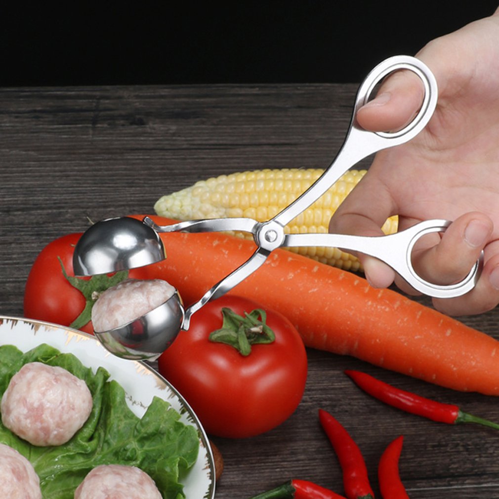 Stainless Steel Meat Ballers Maker Tongs Cake Maker Melon Baller Cookie Cake Rice Ball Tongs for Fruits Meatball Kitchen Tools