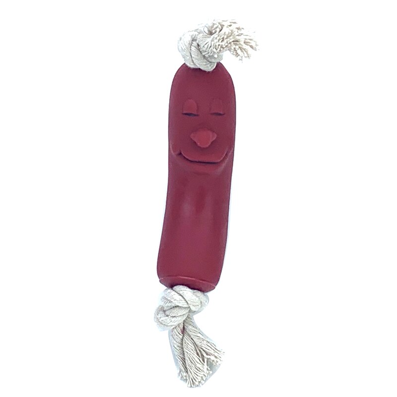 Expression Pet Dog Toy Red Sausage Cute Smiley face Healthy Latex Dogs Bite Cotton Rope Toy For Small Medium Puppy Pet Supplies: sleep