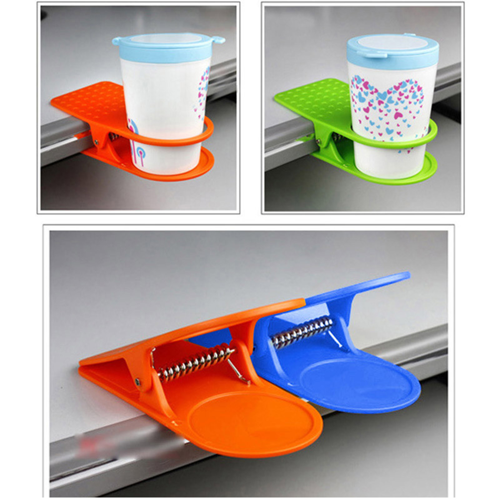 Soporte portátil para tazas, abrazadera de Clip para escritorio, mesa de oficina, soporte para bebidas de café