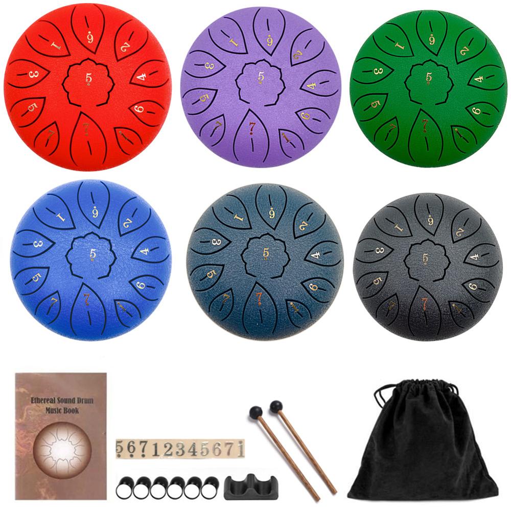 6 pouces 8/11 air Percussion Instrument de musique langue en acier tambour pour débutant air main tampon de batterie bâtons sac de transport Percussion