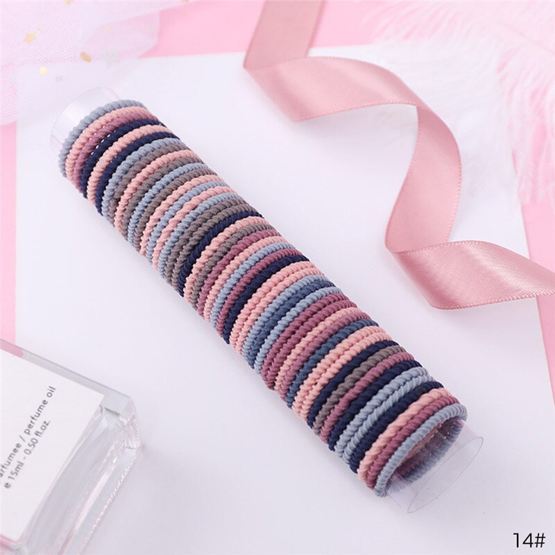 50 Stks/partij 3 Cm Vrouwen Meisjes Elastische Haarband Kleurrijke Hair Ties Touwen Scrunchy Paardenstaart Rubberbands Tie Gum Accesorios: 14