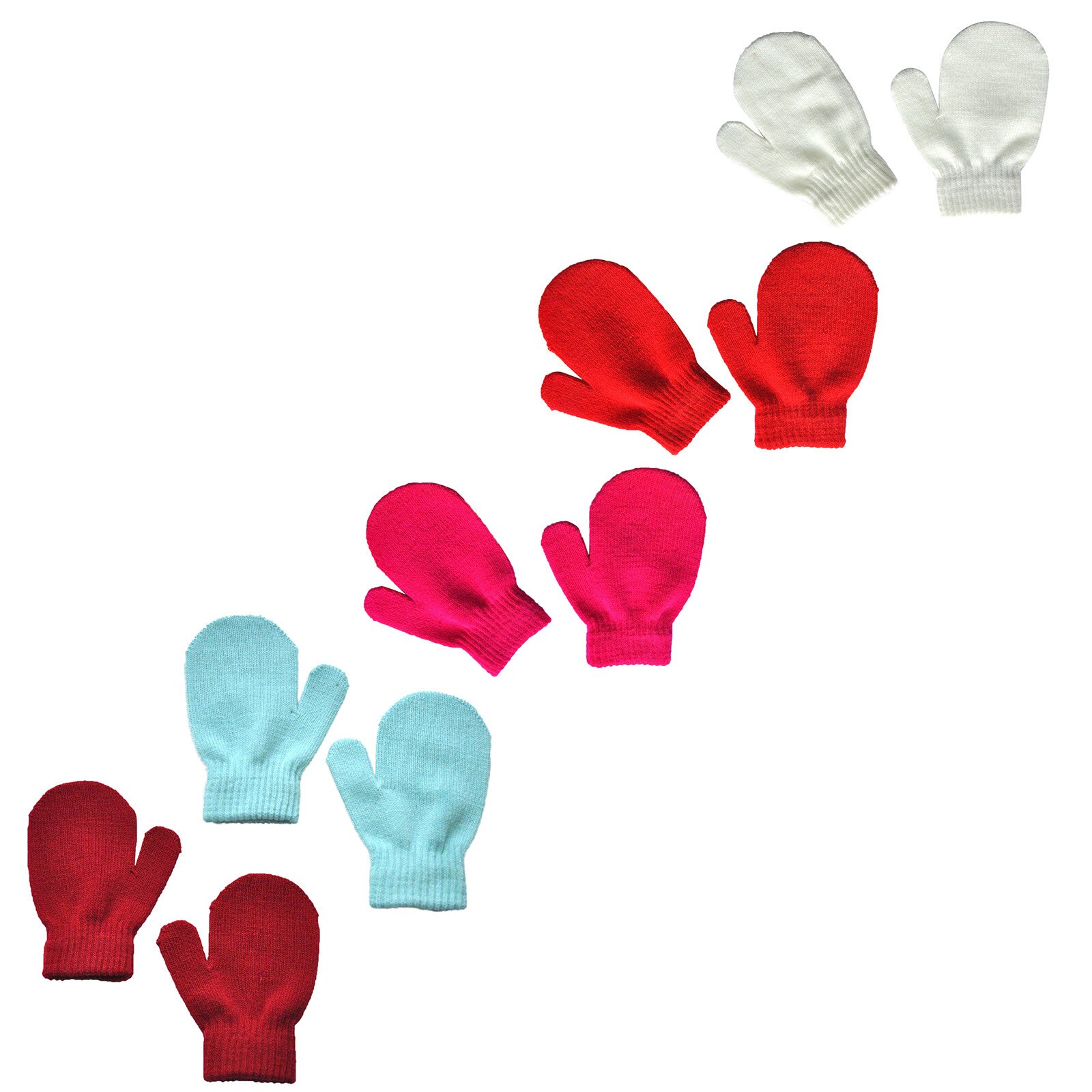5Paare Winter Baby freundlicher Warme Gestrickte Handschuhe Dicke Feste Farbe Nicht-Unterhose Touchscreen Volle Finger Handschuhe Für kleinkind freundlicher Jungen Mädchen: F