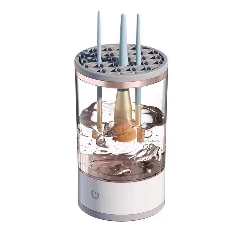USB Powered Makeup Brush Cleaner, Odorless, Battery-Free, Essential Beauty Tool Accessory, Brush Washer and Dryer, Plug-and-Play: Ivory