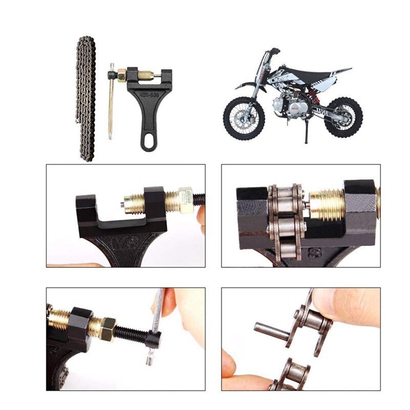 420 Motorcycle Chain - 420 Standard Roller Chain 132 Link + Chain Breaker for 110Cc 125Cc Dirt Pit Bike Atv Quad Go Kart Scooter