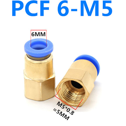 Conector rápido neumático, conexión de aire para 4, 6, 8, 10, 12mm, tubo de manguera de 1/8 ", 3/8", 1/2 ", 1/4", BSP, rosca hembra de latón: 6-M5