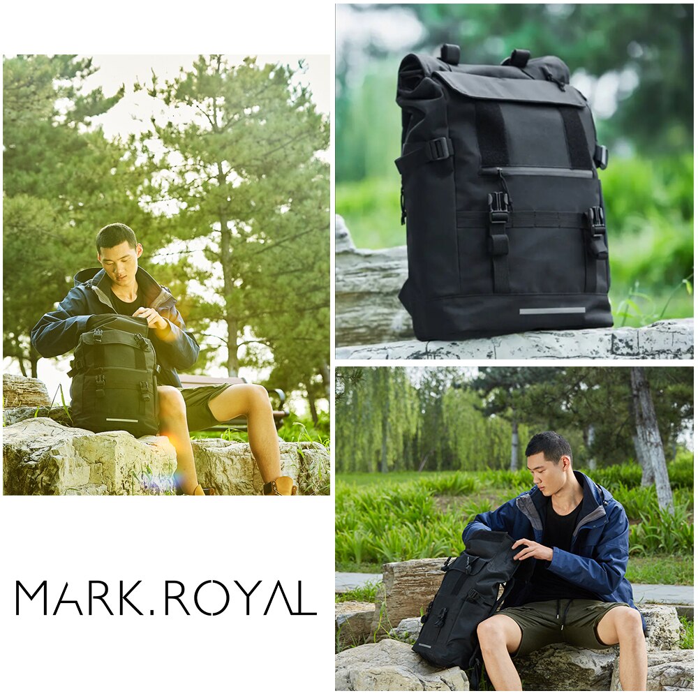 MARKROYAL canvas Waterdichte Rugzak Unisex multifunctionele Rugzak Voor Mannen Zwart Uitbreidbaar ruimte Zwart Uitbreidbaar ruimte Tas