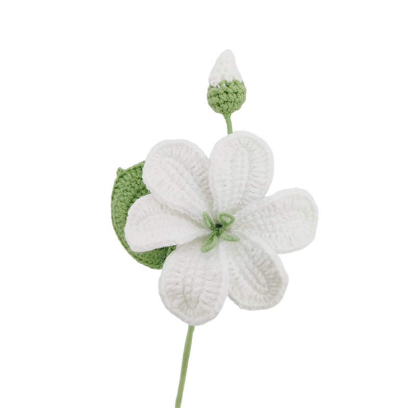 Flores creativas de punto de Paulownia, ramo tejido de ganchillo, decoración de boda, flores falsas, decoración de escritorio: Beige