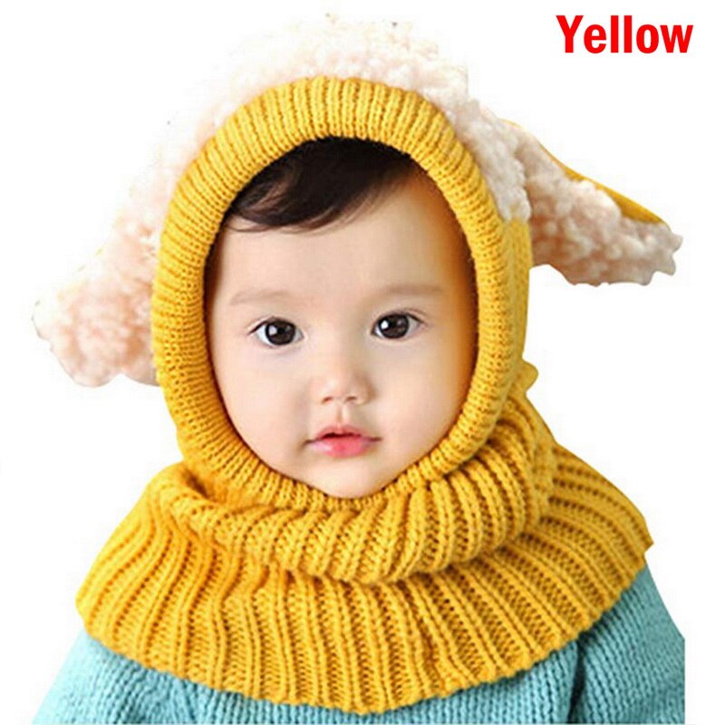 Winter Kid Kleuren Hoeden Meisjes Jongens Kinderen Warm Caps Sjaal Set Baby Meisjes Bonnet Enfant Cartton Leuke Kaki Roze Hoed: Yellow