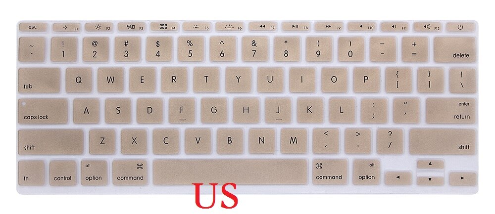 EU US Soft Silicon Keyboard Skin for Macbook Air 11 Keyboard Cover A1465 A1370 Keyboard Skin Film Protector: US-Gold