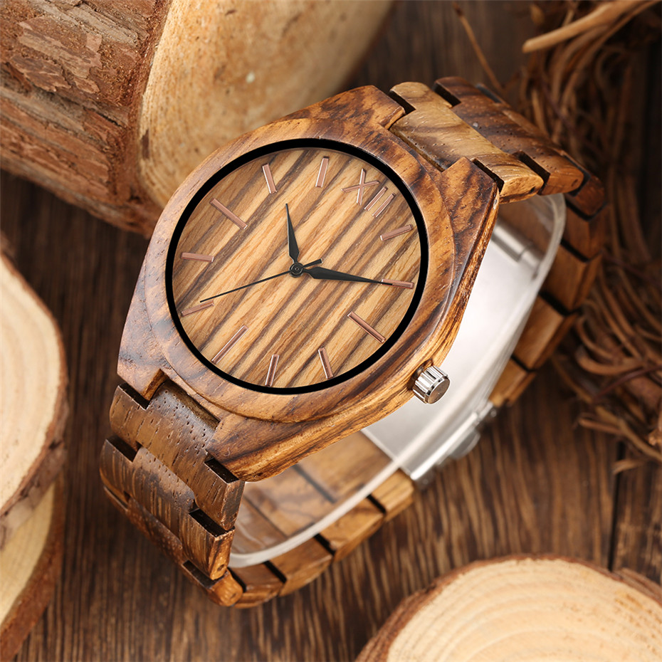 Puur houten horloge heren kwarts houten armband analoge weergave volledig polshorloges horloge voor mannen topartikel: Met geschenkdoos