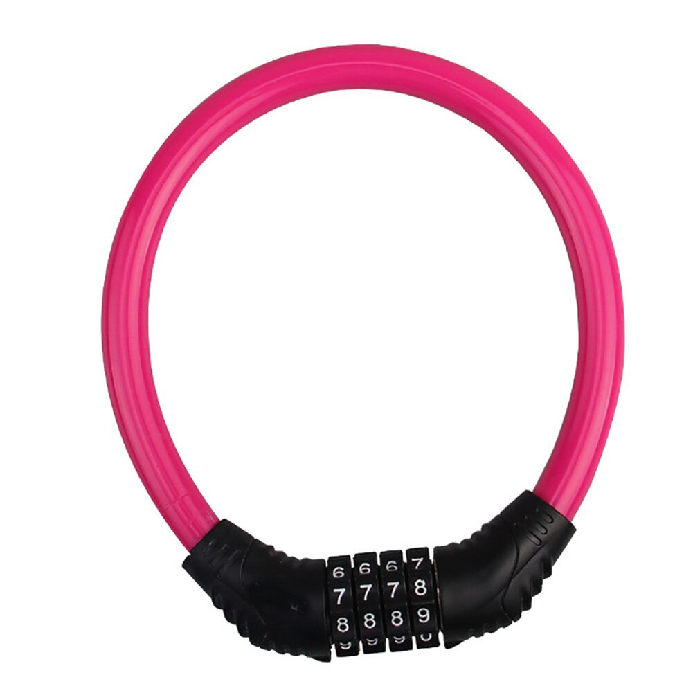 Mountain Bicycle Bike Lock Anti-theft Portable Password Lock Fixed Bicycle Ring Lock Outdoor Sports Bicycle Safety: Rose Red