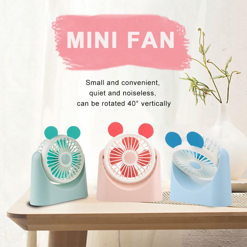 Abs + Pp + Tpr Leuke Draagbare Ventilator Pocket Fan Vouwen Ventilator Met Licht Zomer Usb Oplaadbare Outdoor