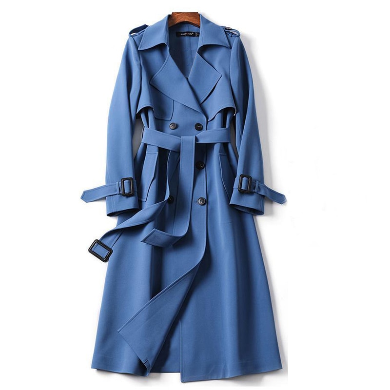 Windjack voor dames, winterjas, koreaanse trenchcoat voor dames, engelse stijl, lange trenchcoat met sjerpen