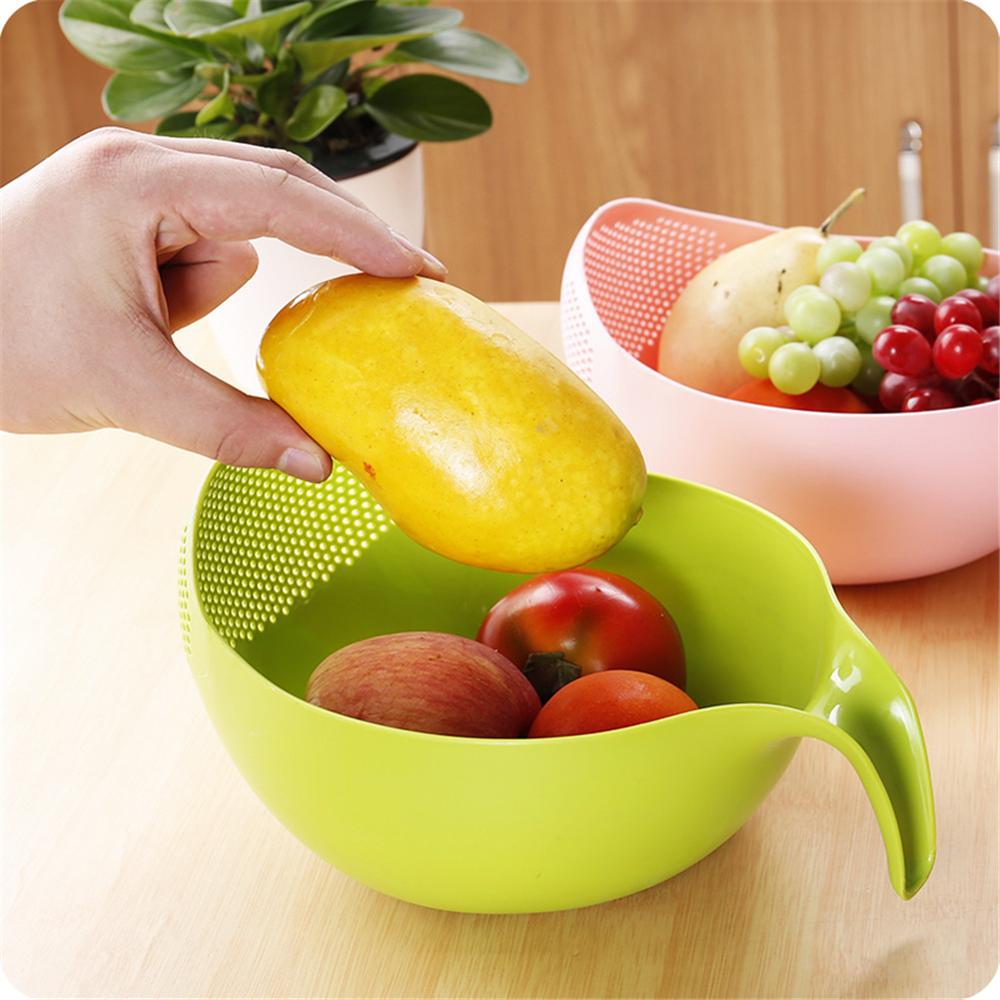 Thickened Handles Cleaning Rice Utensils Kitchen Fruit Vegetable Drain Basket 35FP24