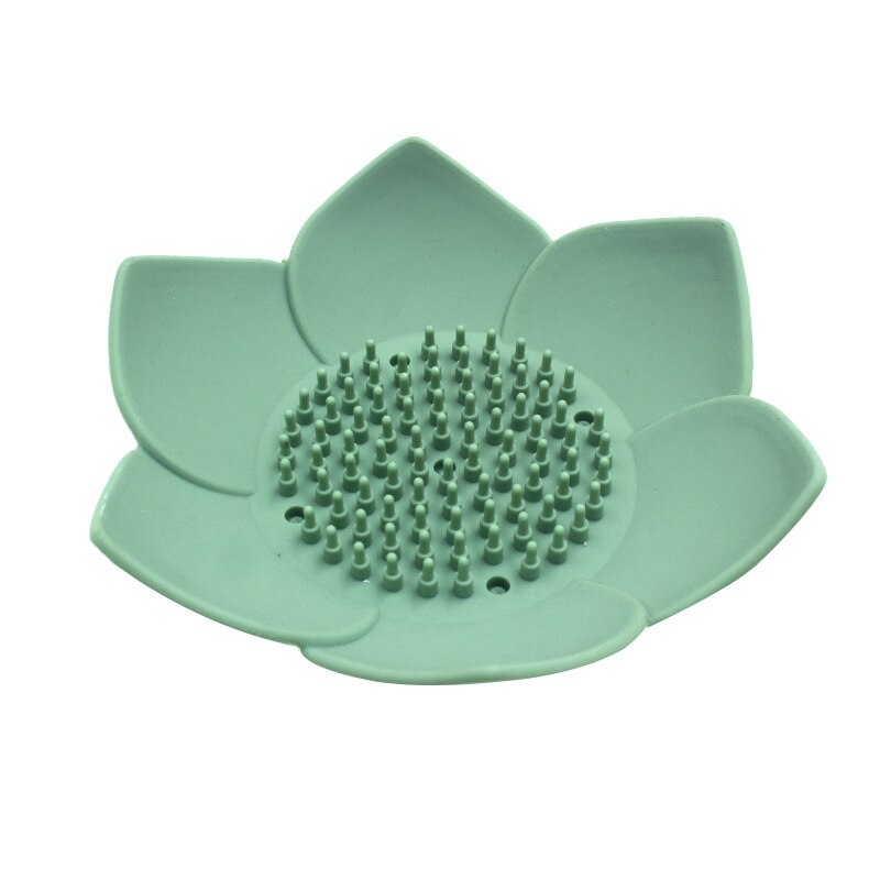 Porte-savon en Silicone en forme de Lotus, plateau de vidange de savon, porte-savon en forme de fleur, salle de bain, rangement de savon, vaisselle de cuisine, outils portables: green