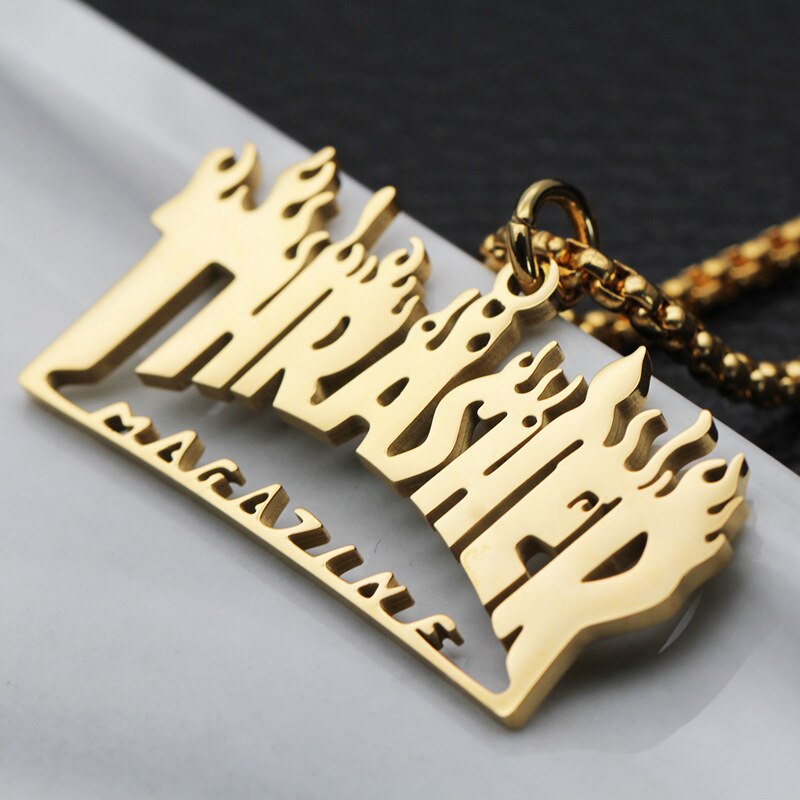 Vlam Engels Kettingen Mens Brief Hangers Rvs Voor Mannelijke Accessoires Hip Hop Grote Gouden Ketting