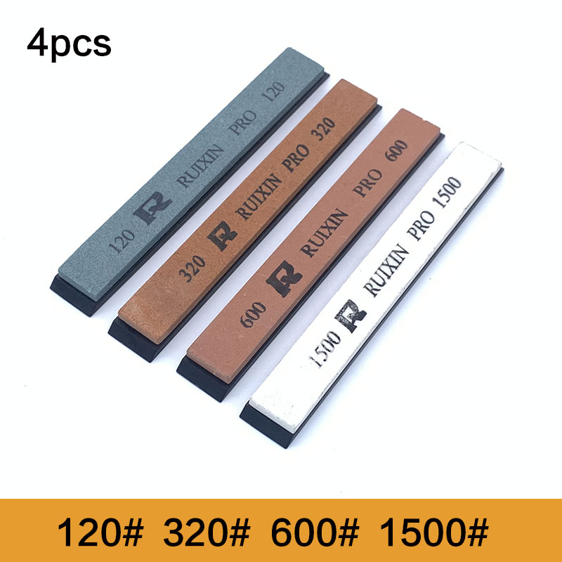Piedra de afilar RUIXIN de , afilador de cuchillos, herramientas, sistema de piedra de aceite y agua con cajas: 4pcs with base