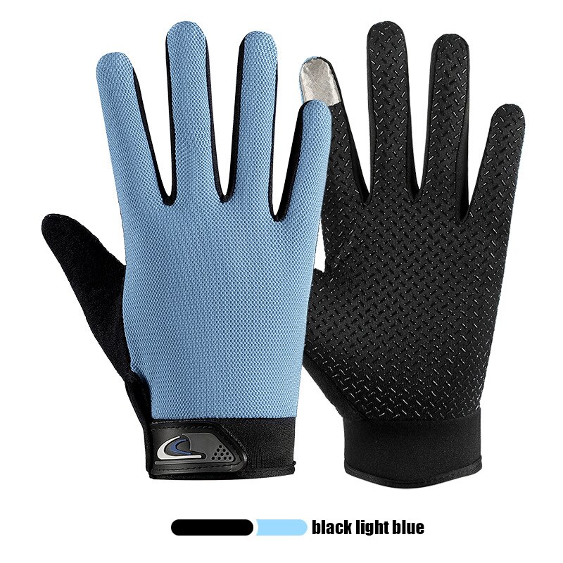 Guanti unisex ciclismo squadra bicicletta guanti estivi dito pieno antiscivolo equitazione guanti Mtb specializzati uomo: nero leggero blu