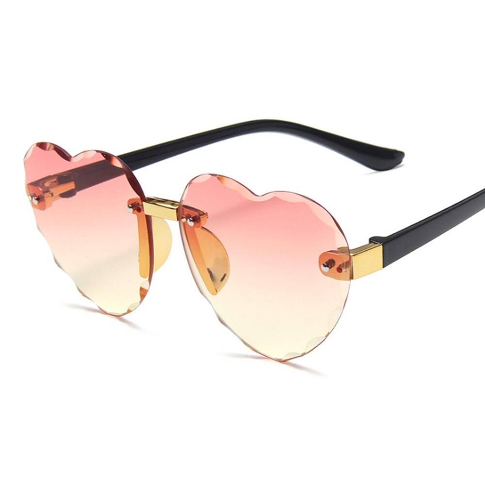 Child Cute Heart Rimless Frame Sunglasses Children Kids Gray Pink Red Lens Boys Girls UV400 Protection Eyewear: 1