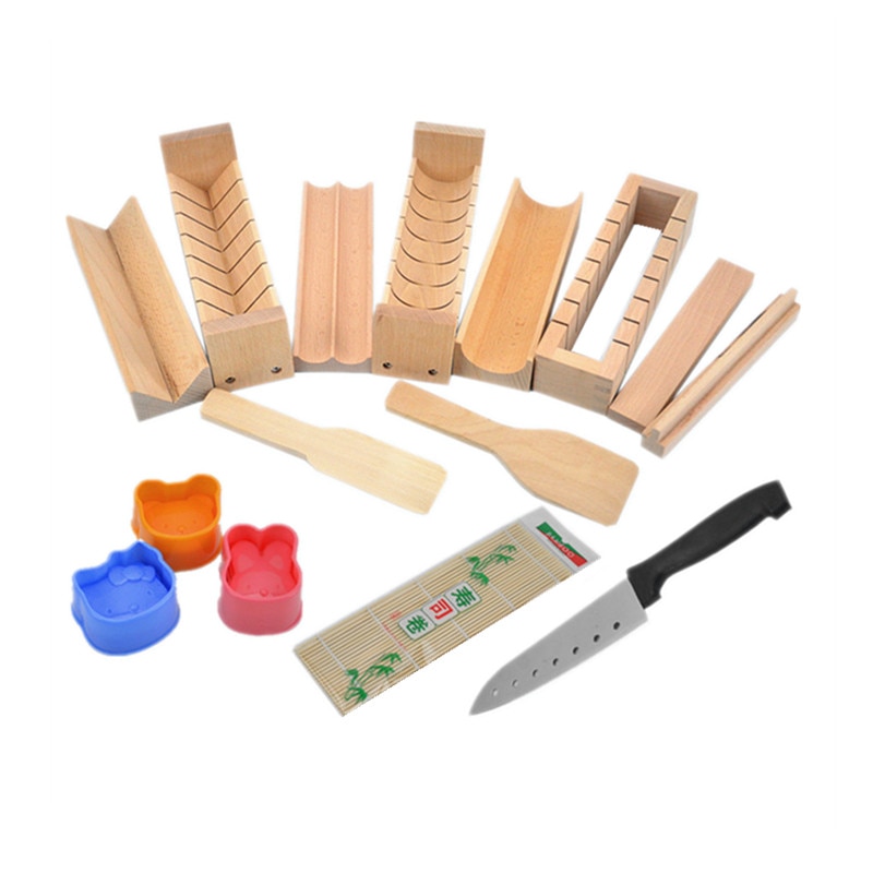DIY Wooden Sushi Maker Equipment Kit Practical Bread Cheese Meat Food Cutter Form Maker Cooking Tools Kitchen Resturant LA407