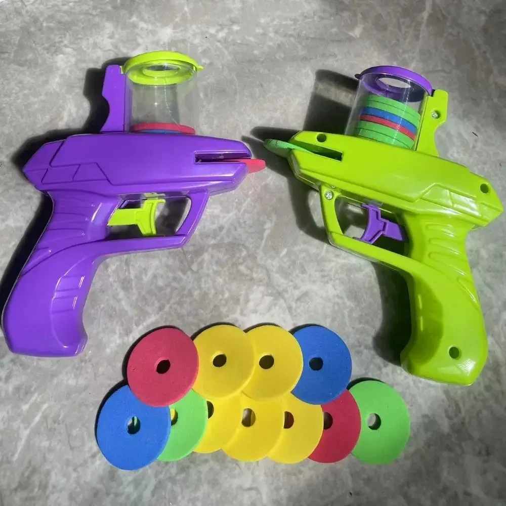 Flying Disc Gun Foam Disc Launcher Handheld Shooter Indoor Shooting Game Outdoor Backyard Toy For Boys And Girls Birthday
