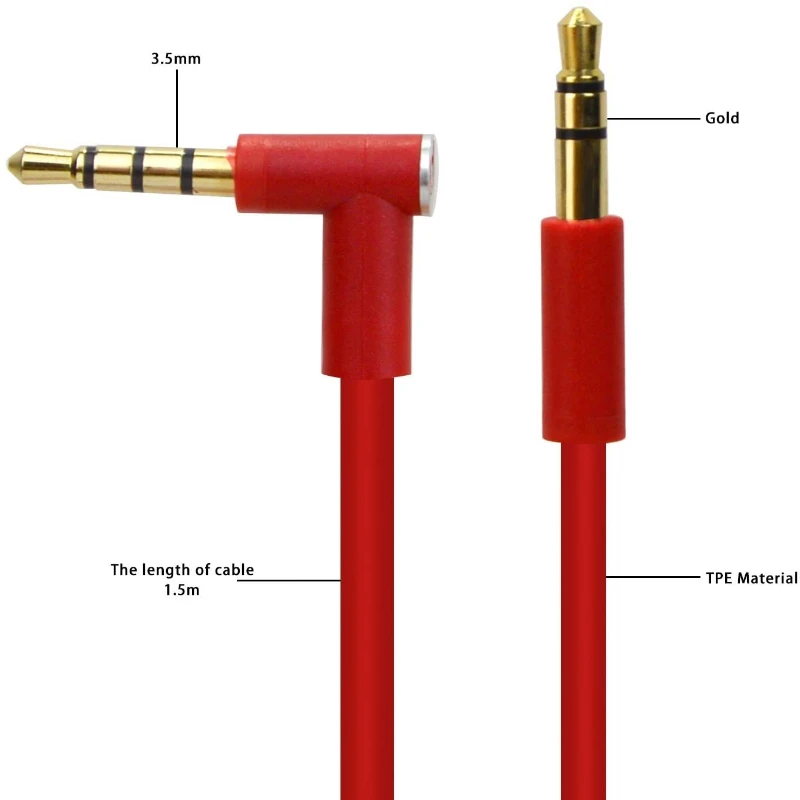 Cable de audio de repuesto con micrófono en línea y control para auriculares Beats by Dr Dre Solo/Studio/Pro/Detox