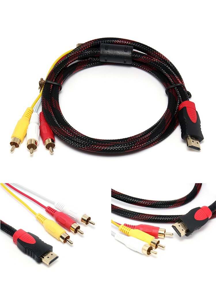 1.5m Hdmi Male Naar 3 Rca Video Audio Av Kabel Auxiliary Kabel Voor Tv Hdtv Dvd 1080p Thuis high-definition Audio En Video Kabel