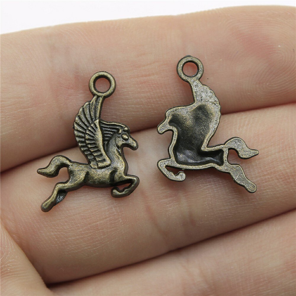 WYSIWYG 20 pièces breloques pégase cheval volant 20x15mm Antique faisant pendentif Vintage tibétain Bronze argent couleur bijoux faits à la main: Bronze antique plaqué