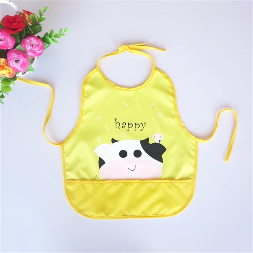 Newest Children Cartoon Waterproof Bib Soli Release Baby Pinny Girls Boys Saliva Towel Print Apron For Kid: Yellow