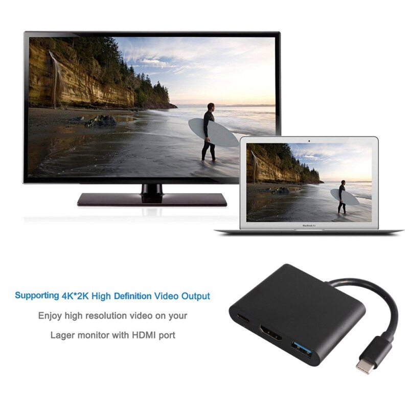 USB-C Naar Hdmi 3 In 1 Kabel Converter Voor Samsung Huawei Usb 3.1 Thunderbolt 3 Type C Switch Naar Hdmi 4K Adapter Kabel 1080Pi