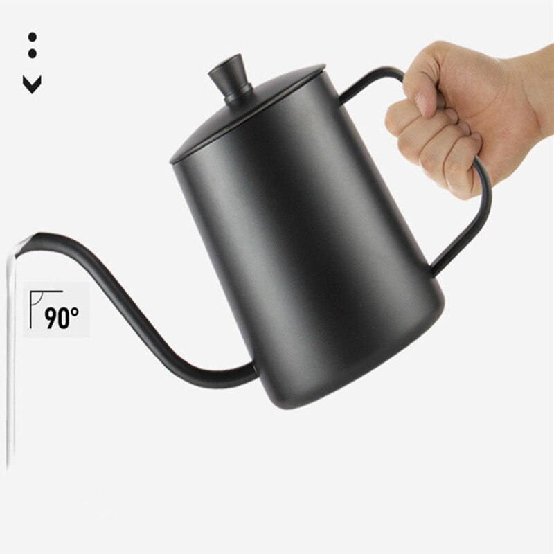 Drip Kettle 350ml 600ml Coffee Tea Pot Non-stick Coating Food Grade Stainless Steel Gooseneck Drip Kettle Swan Neck Thin Mouth