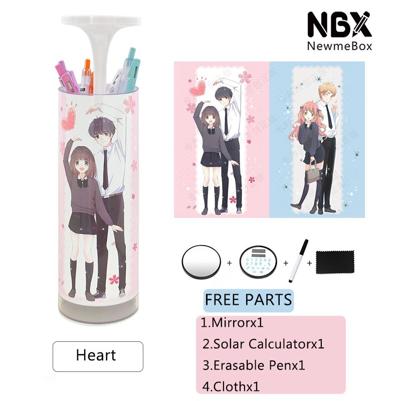 Newmebox Lifting Etui Cartoon Patroon Penhouder Grote Capaciteit Briefpapier Doos Codeslot Home Office School Opbergtas: Heart