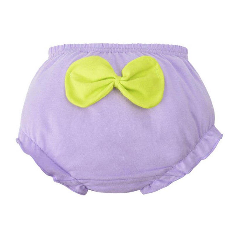 キッズベビーかわいいビッグ弓綿の下着のパンティー幼児子供のためのパンツギフト: Purple / XS