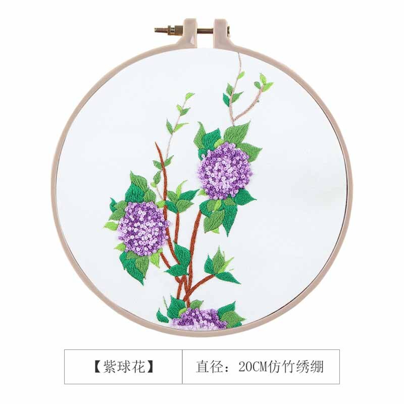 Handmade Chinese Flower Embroidery Kit with Hoop Needlework Cross Stitch Swing Meet Sets Art Handcraft Painting Wall Decor: 1