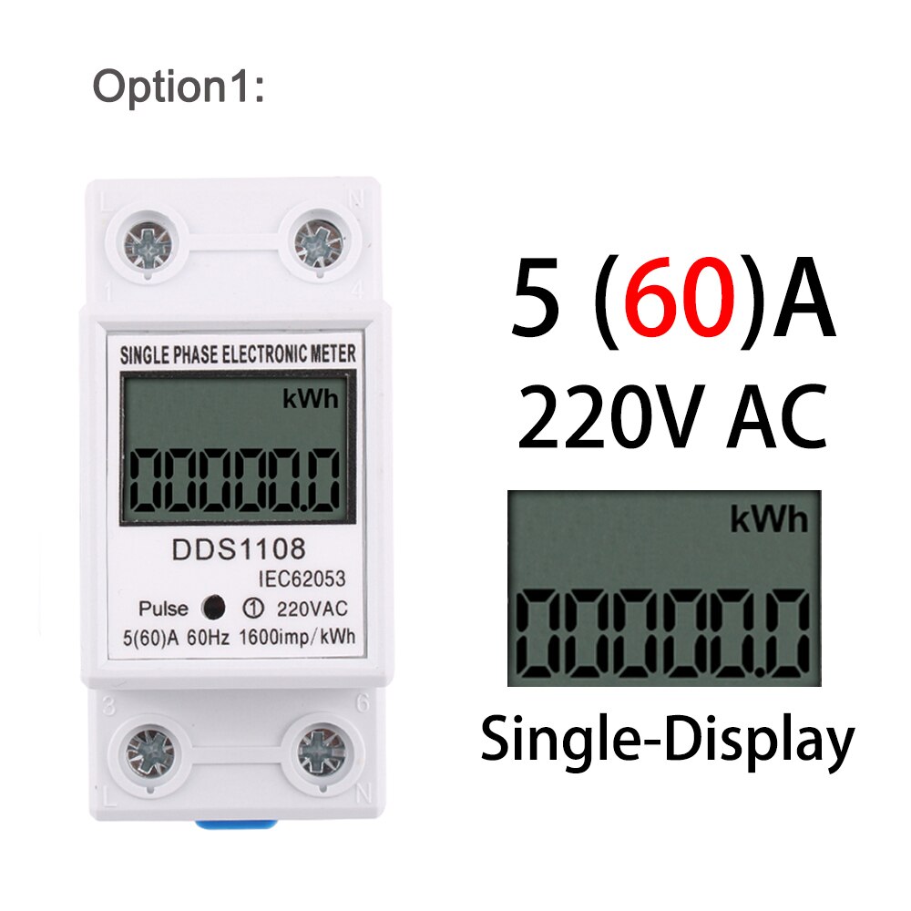 60A 80A Din rail Single Phase Two Wire LCD Digital Display Power Consumption Energy Electric Meter kWh AC 220V 230V 50Hz/60Hz: option 1