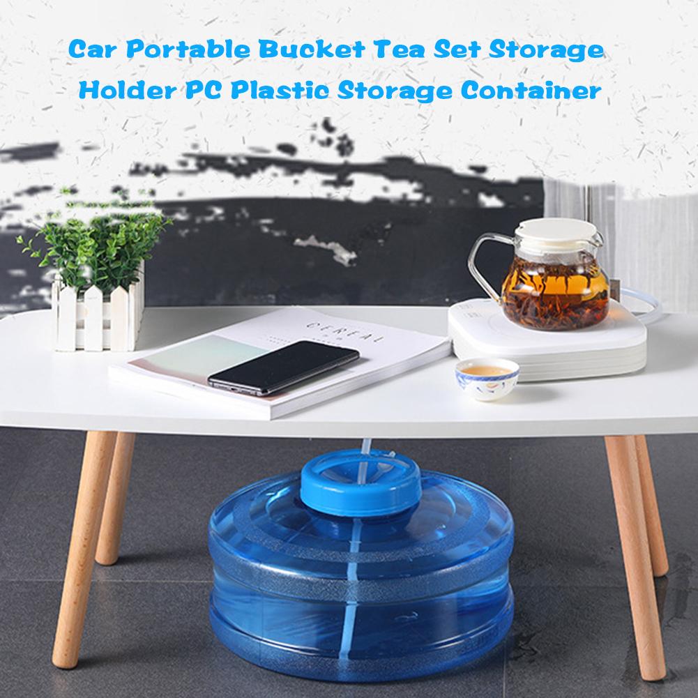 Car Portable Bucket Tea Set Storage Holder PC Plastic Storage Container
