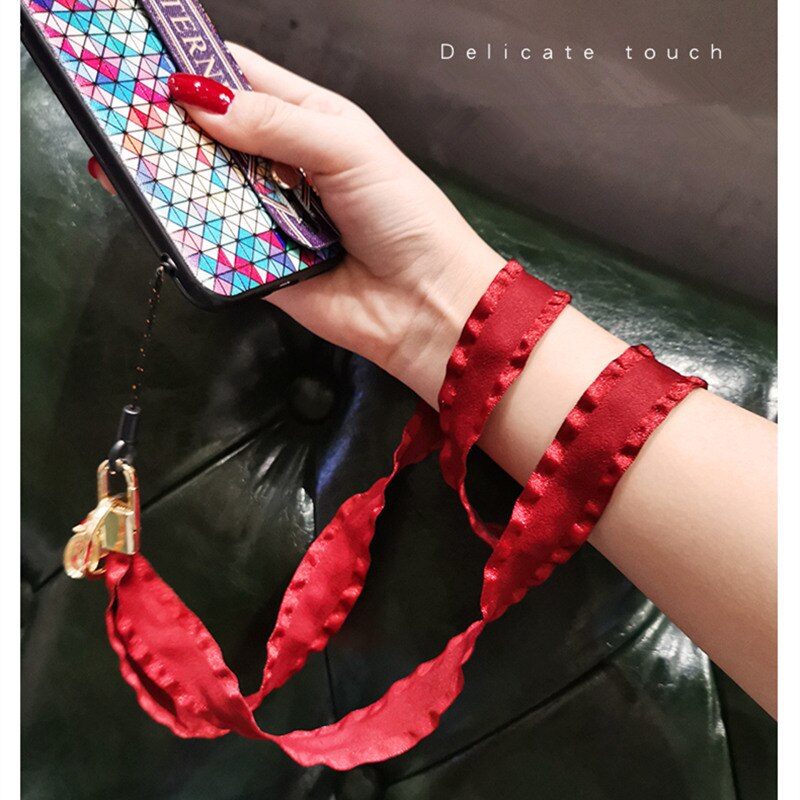 Traditionele Chinese Rode Telefoon Lanyard Riem Voor Iphone Huawei Redmi Samsung Xiaomi Geluk Mobiele Telefoon Id-kaart Lange Touw String