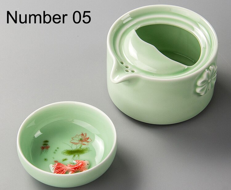 Ceramics Tea set Include 1 Pot 1 Cup, gaiwan,Beautiful and easy teapot kettle,kung fu teaset: Number 05