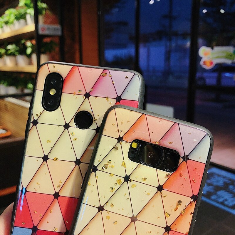TRISEOLY luksusowe brokat złoty folia kolorowe trójkąt Case do Samsung Galaxy S8 S9 S10 Plus M10 M20 Note8 9 moda miękkie etui z termoplastycznego poliuretanu