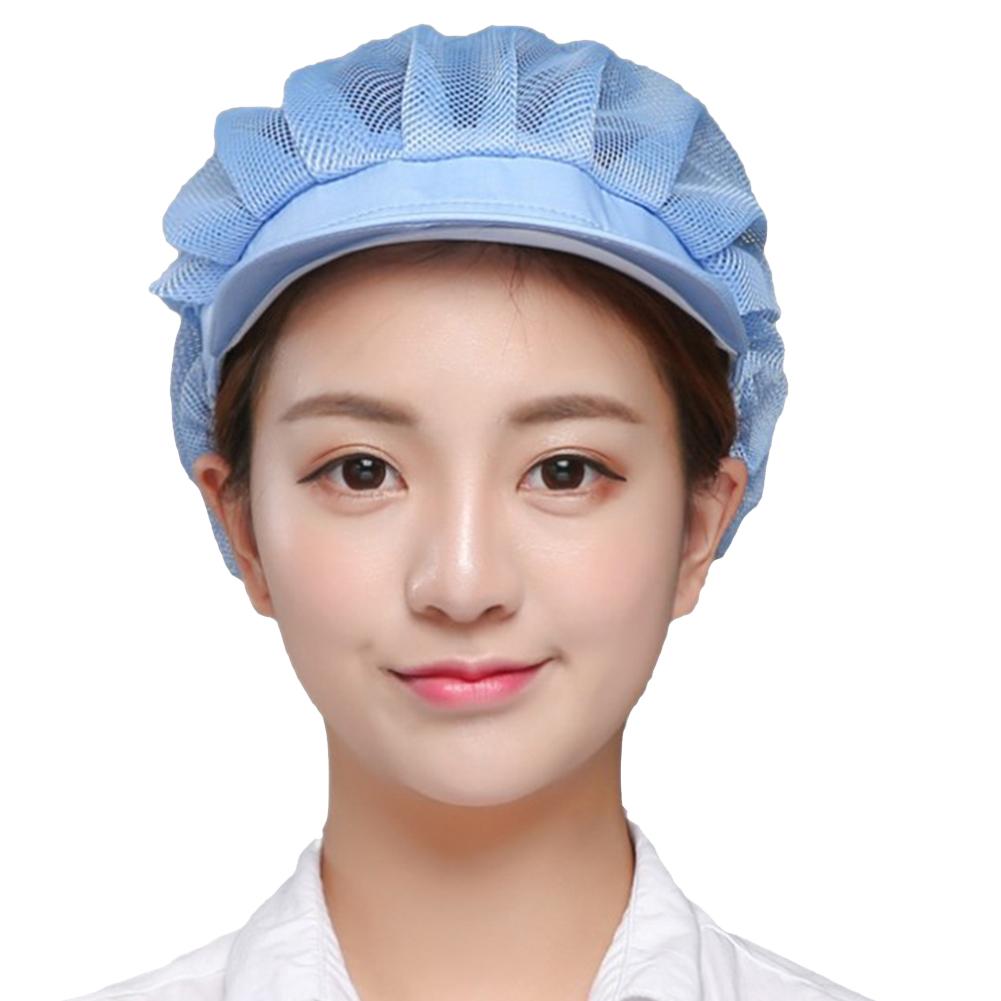 Sommer topphatt kvinnelig uformell meshhatt pustende elastisk lue kvinner støvtett kokkelue til kjøkkenarbeid: Himmelblå