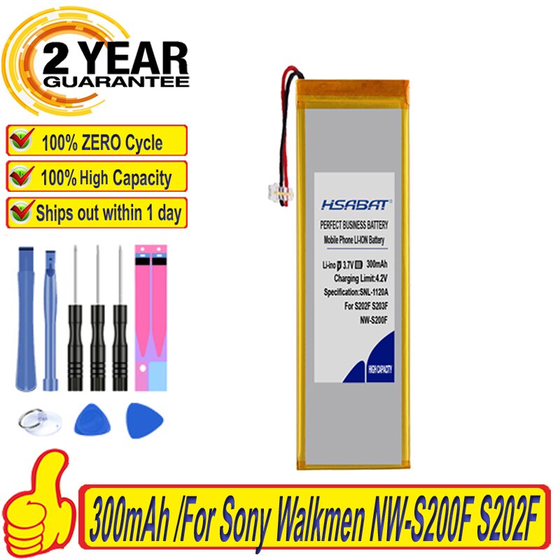 Top 100% 300Mah Batterij Voor Sony Walkmen NW-S200F S202F S203F S204F S205F MP3 Batterijen + Gratis Tools