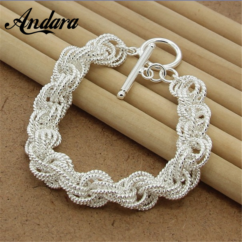 Silver 925 Jewelry Link Chain Bracelets &amp; Bangles For Women Charm Jewelry Y137