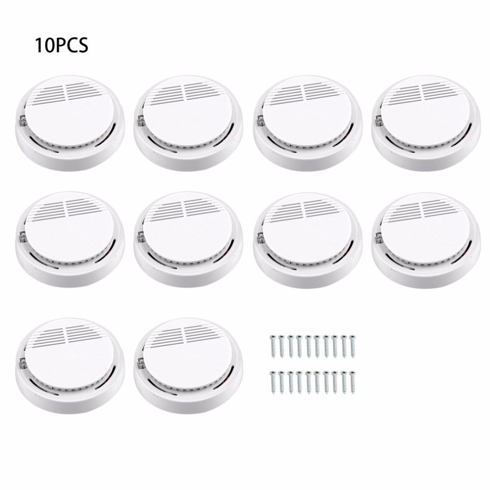 1/5/10Pcs Smoke Alarm Fire Detector Photoelectric Technology&amp;Low Battery Signal Fire Alarm Security System For Home Kitchen: 10 Pcs